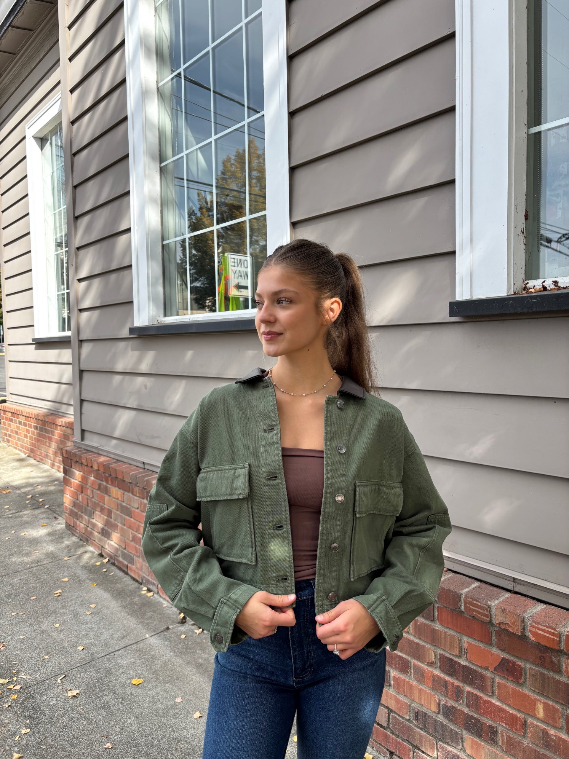 Z Supply Rey Cropped Chore Jacket - Dusk Sage | Bird + Lily Boutique